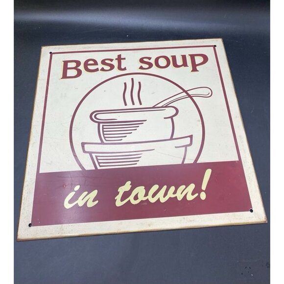 Diner Sign "Best Soup in Town!" 11.5" x 12" Vintage - Picture 6 of 7